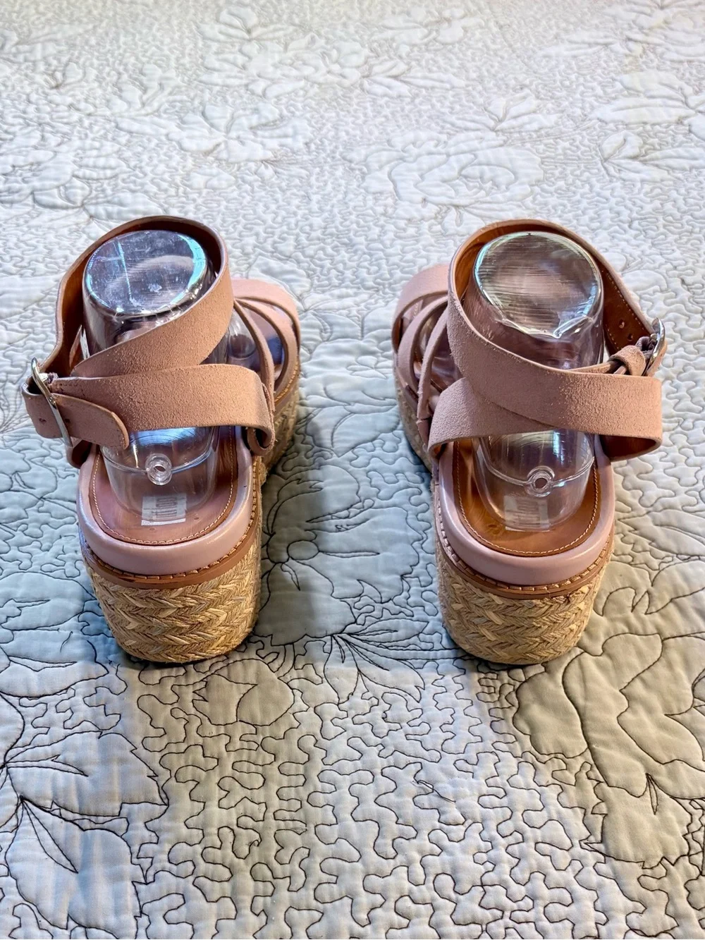 FitFlop Eloise  Blush Pink Suede Strappy Espadrille Platform Wedge Sandals~9❤️